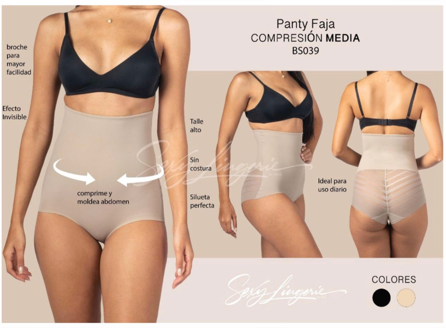 Sexy Columbian Pant Faja Short with High Waist Smart Compression Shape Contouring Fabric