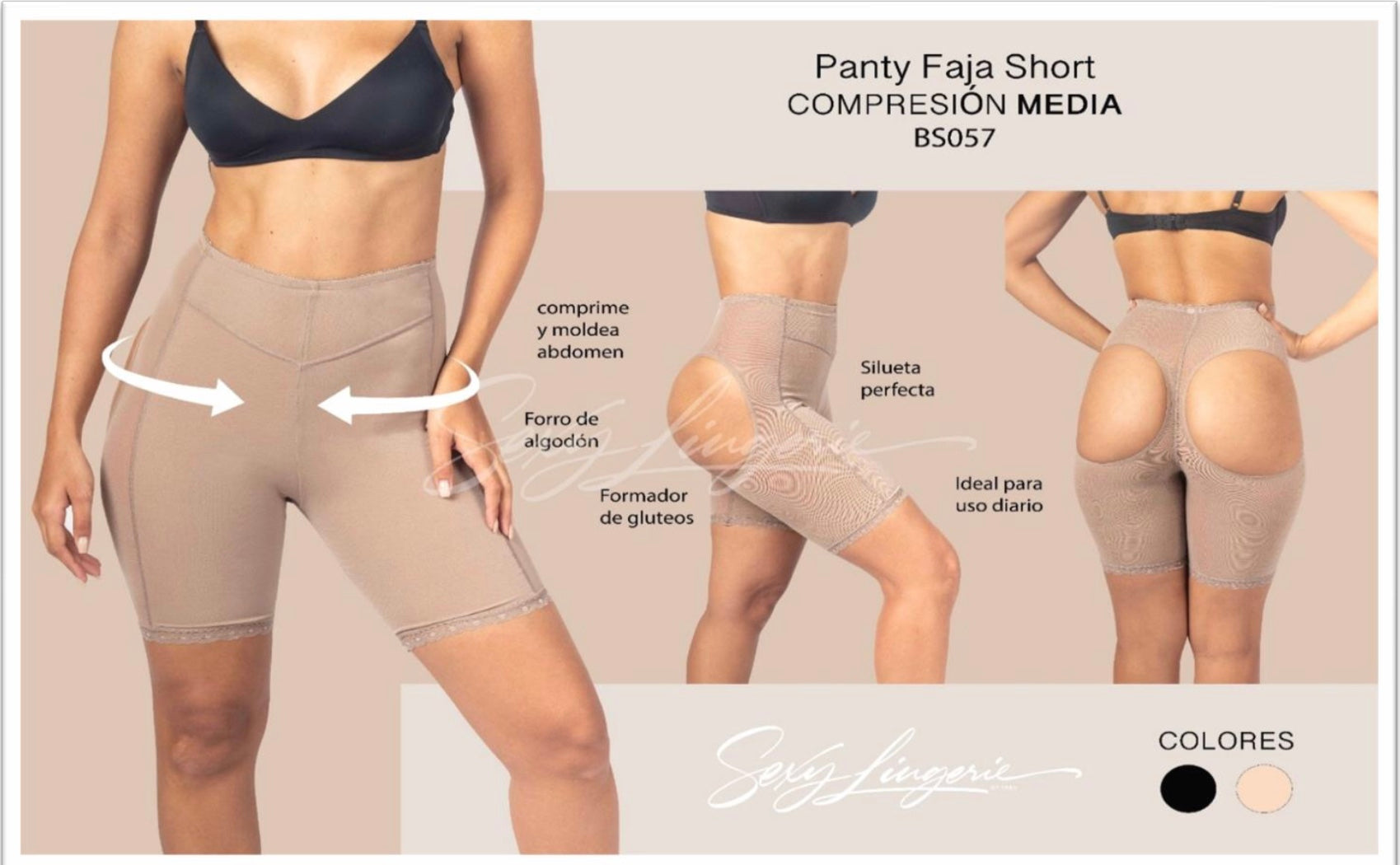 Sexy Columbian Faja Body Short Plus Shapewear with Smart Compression Shape Contouring Fabric