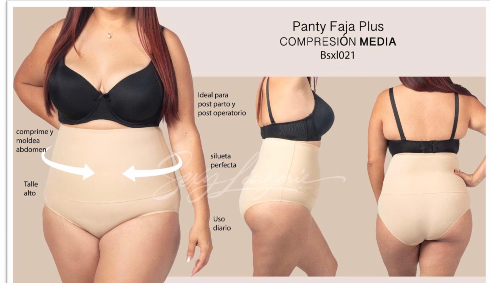 Sexy Columbian Panty Faja  with High Waist Smart Compression Shape Contouring Fabric