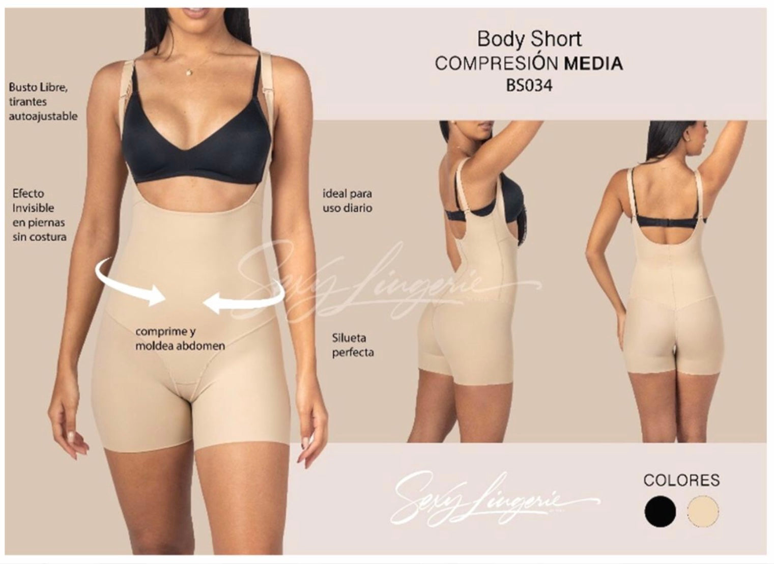 Sexy Columbian Faja Body Short Plus Shapewear with Smart Compression Shape Contouring Fabric